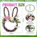 Suncalla 15.7 Inch Easter Bunny Wreath for Front Door Easter Rabbit Wreath Decoration with Pastel Egg Spring Door Garland with Peony Flower Mixed Twig for Home Indoor Outdoor Window Wall Party Decor