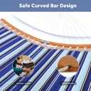 SUNCREAT Double Hammock with Stand Included, Portable Hammock with Stand and Large Pillow, Blue Stripes