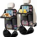 Backseat Car Organizer 4Pack with Table Tray Free Foot Hammock Car Seat Protector with Tablet Holder for Car, 7 Pockets Back Seat Organizer and Kick Mat for Kids Travel Accessories