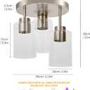 Semi Flush Mount Ceiling Light 3-Light Brushed Nickel Flush Mount Ceiling Light Fixtures with Clear Glass Shade, Modern Kitchen Ceiling Light for Bedroom Stairs Porch Hallway Entryway
