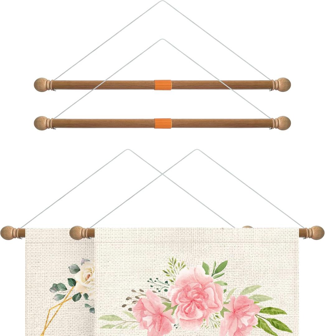 35" Wooden Banner Pole - Wall Flag Hanger with 2-Piece Construction - Suitable for House Sports Dynasty Company Flags up to 30" width and sleeve over 1" (Pack of 2)
