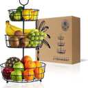 REGAL TRUNK & CO. 3 Tier Fruit Basket, Elegant French Country Wire Baskets, Three Tiered Wire Basket Stand for Vegetables, Bread & More for Countertop or Hanging, Christmas or Birthday Present