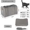 Cat Carrying Case - Pet Carrier Airline Approved, Protable and Breathable Pet Travel Carrier Removable Fleece Pad, Collapsible Cat Carrier Dog Carrier for Medium Cats Small Cats Dogs (X-L Grey&Black)