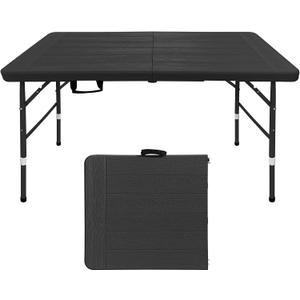 Folding Table, 4FT/6 FT Foldable Table with Carrying Handle, Steel Legs Heavy Duty Portable Utility Table for Party, Dining, Wedding, Events, Picnic Indoor, Outdoor, Camping