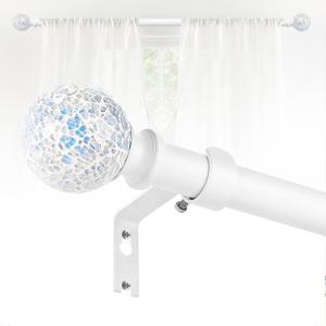 White Curtain Rods for Windows 48 to 84 Inch(4-7Ft),1 Inch Adjustable Heavy Duty Decorative Mosaic Colourful Ball Curtain Rod,Telescoping Window Curtain Rod for Bedroom,Drapery Rods 36-88"