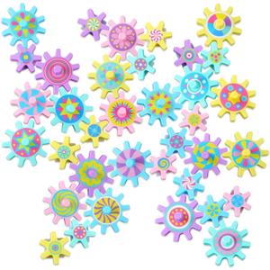 Relaxweex 36 Pcs Magnetic Gears Interchangeable Learn Magnetic Spinning Gears for Magnetism Refrigerator or Whiteboard (Macaron)