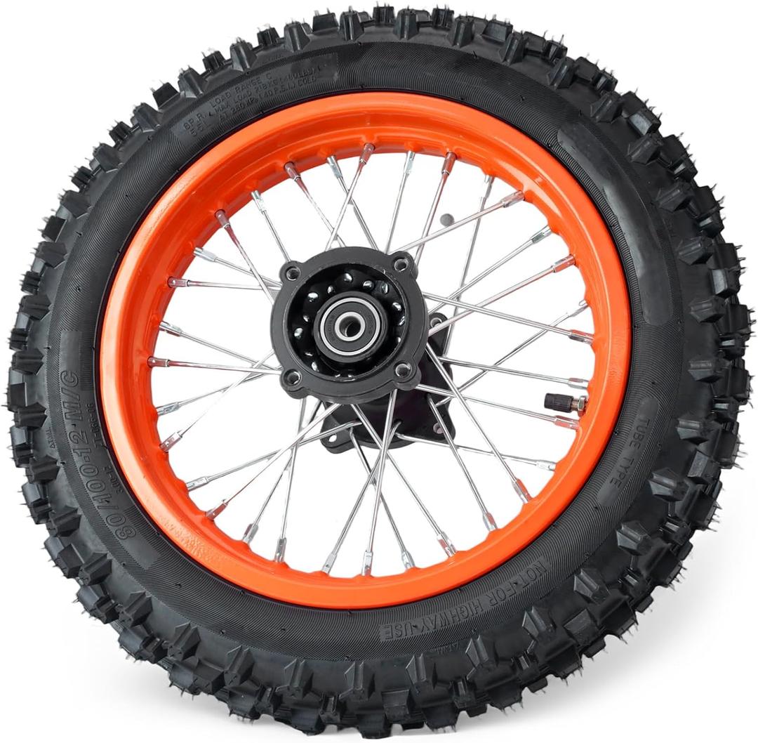 E-Bike Rear Wheel Outer Tire Accessories Compatible with Tutto Tutti Soleil 01 Electric Bikes, 80/100-12 Rubber Black