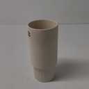 White Ceramic Flower Vase, Decorative Vase for Pampas Grass, Ribbed Vases for Decor, Boho Vases for Living Room, Office, Mantel, Shelf, Dinning Table