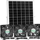 Solar 3 Fan Kit for Intake or Exhaust air, 25W Solar Panel Powered Fan for Chicken Coop, Greenhouse, Outdoor Solar Fans with 15 ft Cord, IP67 Waterproof, 3500RPM