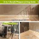 Dog Gate, Clear Acrylic Pet Gate for Dogs, Free Standing Pet Gates for Doorways, Folding Freestanding Puppy Doggy Cat Fence Inside, Dog Barriers for Home 3 Panel