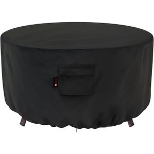 iBirdie Fire Pit Cover Round 44 inch Outdoor Waterproof and Weatherproof Heavy Duty 600D Patio Furniture Table Fireplaces Coffee Table Covers (Black)