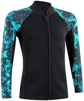 YDQUANI 2mm Wetsuit Top Neoprene Wetsuits Jacket Thermal Long Sleeves Diving Suit for Men Women Scuba Diving Surfing Open Water Swimming Snorkeling Size XL