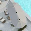 15FT Large Patio Umbrella with Base Included, Double Sided Outdoor Market Umbrella with Flexible Fiberglass Ribs, UV-Blocking Extra Large Umbrella for Garden, Pool, Deck, Light Gray