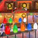 10 Pack Jumbo C9 Solar Christmas Lights, Large Bulbs Waterproof Outdoor Christmas Decorations, Solar Powered Lights for Outside Pathway Marker Stakes Yard Garden Walkway Lawn Xmas Decor (Multicolor)