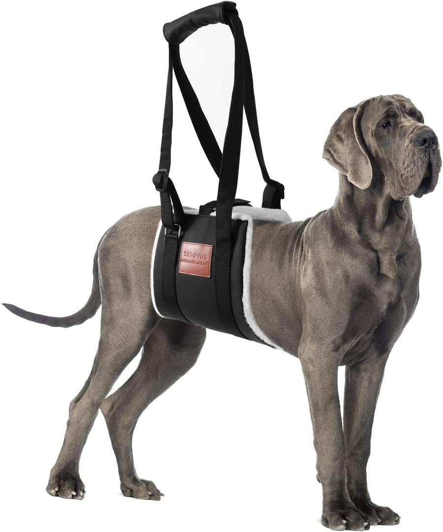 Dog Sling for Back Legs, Dog Lift Harness, Magic Tape Dog Sling for Large Dogs Hind Leg Support, Elderly Dog Lifter, Help Canie Hip Arthritis K9 Cruciate Ligament Rehabilitation (Large) (Black)