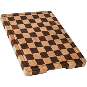 THETCHRY Cutting Boards for Kitchen, Checkered Cutting Board Upgraded, Acacia Wood Chopping Board with Juice Grooves & Handles, Large Butcher Block Serving Tray with Gift Box, 16.5" x 11.6" x 0.8"