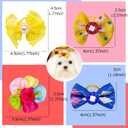 100pcs Dog Hair Bows, Small Puppy Grooming Bows with Rubber Bands - Mix Dainty Handmade Hair Accessories for Pet Yorkie and Tiny Dogs