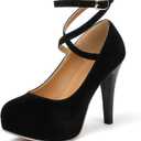 Mostrin Fashion Vintage Womens Small Bowtie Platform Pumps Ladies Sexy High Heeled Shoes (Size 7, Black, 22202)