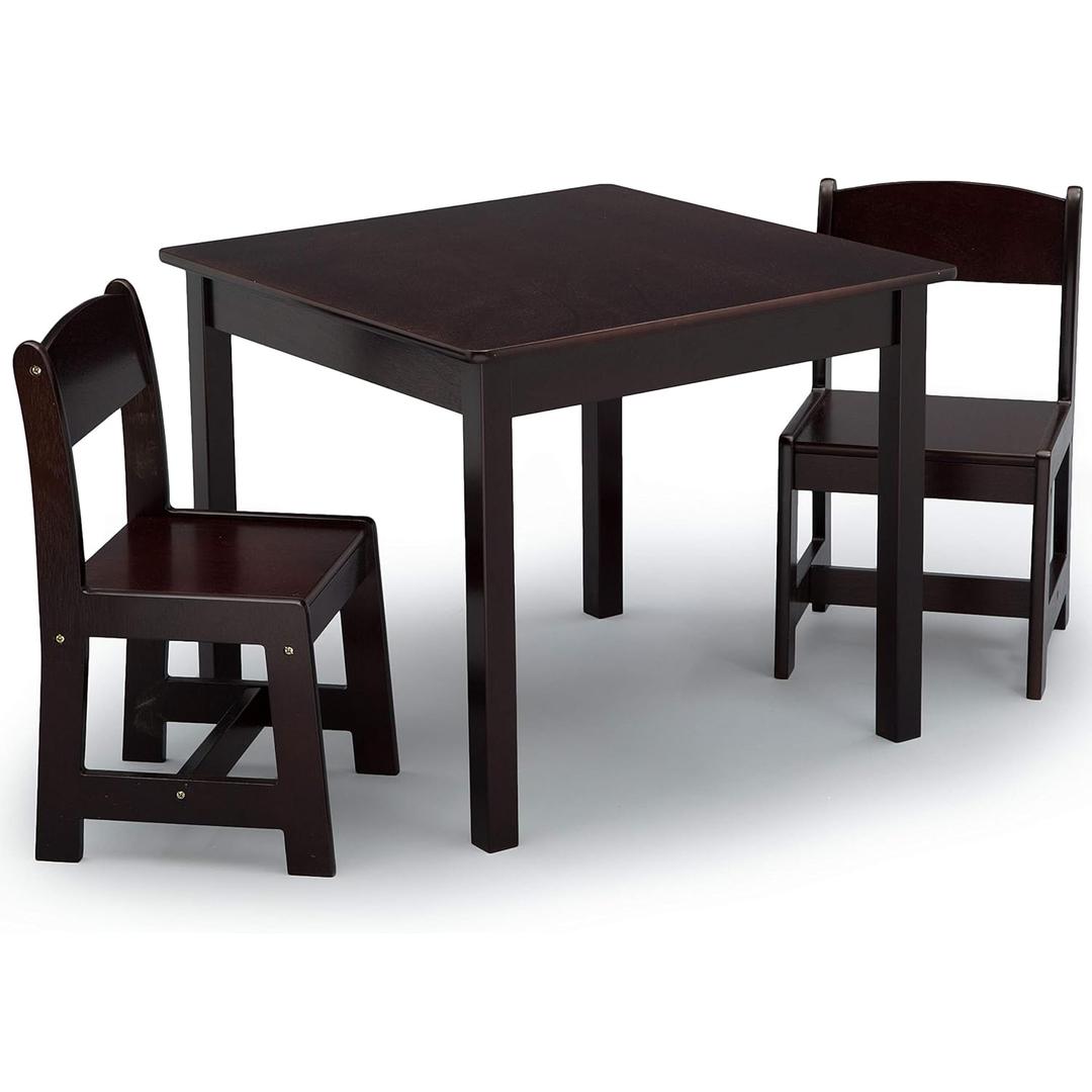 Delta Children MySize Kids Wood Table and Chair Set (2 Chairs Included) - Ideal for Arts & Crafts, Snack Time, Homework & More - Greenguard Gold Certified, Dark Chocolate, 3 Piece Set (Dark Chocolate)