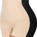 Womens Seamless Shaping Boyshorts Panties, High Waisted Shapewear for Women Tummy Control Shorts for Under Dresses (Beige, L)