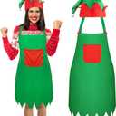 LOVEINUSA Christmas Elf Apron and Hat Set, Santa Aprons Hats Cosplay for Christmas Party Costume Supplies