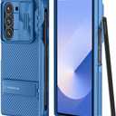 Nillkin for Z Fold 6 S Pen Case, [Built-in Writing Pen & S Pen Holder & Kickstand & Slide Camera Cover & Hinge Protection] Shockproof Fold 6 Phone Case with Pen for Samsung Galaxy Z Fold 6, Blue