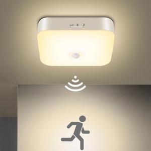 WhitePoplar Wireless Motion Sensor Light - 500LM Battery Operated Closet & Shower Light, 3000K Warm, Indoor/Outdoor for Closet, Shower, Porch, Hallway, Garage (Yellow)