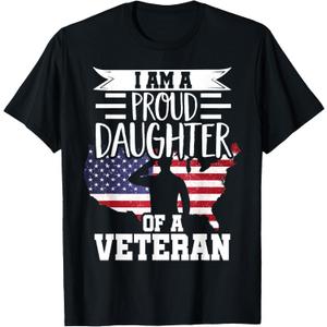 Proud Daughter Veteran Nothing Scares Patriotic Veterans Day T-Shirt, Size XL