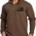 H HYFOL Men's USA Flag Graphic Pullover Waffle 1/4 Zip Stand Collar American Patriotic Sweatshirts (Brown, XXL)