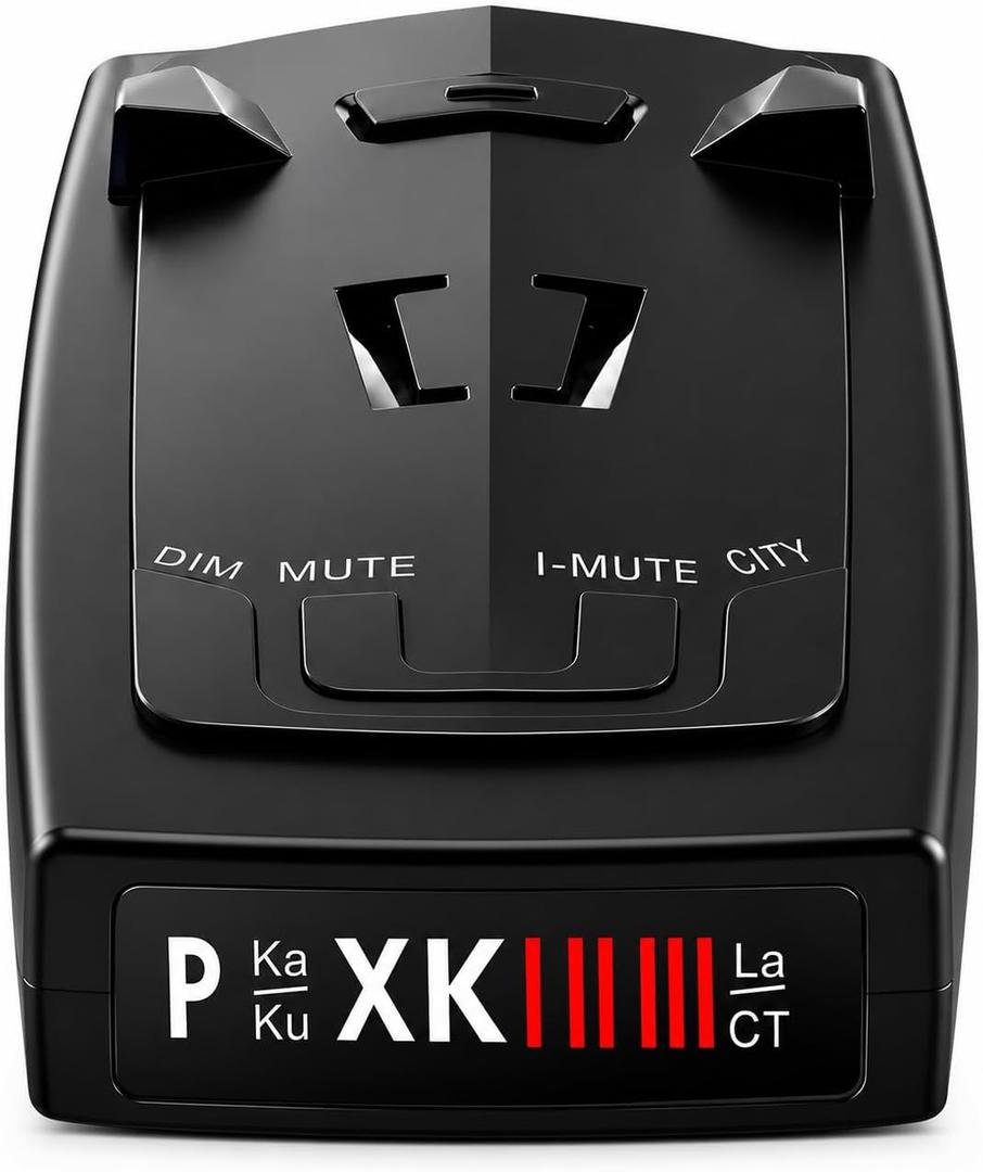 Radar Detector for Cars, Long Range Full-Band Laser Detection with Voice Alerts, False Alert Filter, City/Highway Modes, Windshield Mount, Black