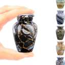 Small Keepsake Cremation Urns for Human Ashes - Marble Finish Metal Keepsake Urn - Mini Cremation Urn for Pet Ashes - Handcrafted Memorial Urn - Funeral Urns with Velvet Bag (Luxury Black)