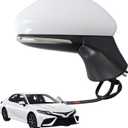 Side Mirror for Toyota Camry 2018 2019 2020 2021 2022 2023 2024 Power+Lamp+Heat+Blind Spot Monitor-7Pins, Right Passenger Side,replace for Partslink # TO1321368, White RH