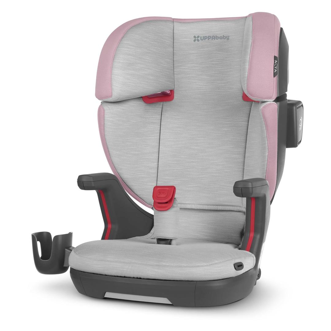 UPPAbaby Alta V2 High Back Booster Seat/Seven-Position, Active Support Headrest for Growing Children/SecureFit Integrated Belt Guide + Positioner/Cup Holder Included/Iris (Grey Mlange/Lavender)