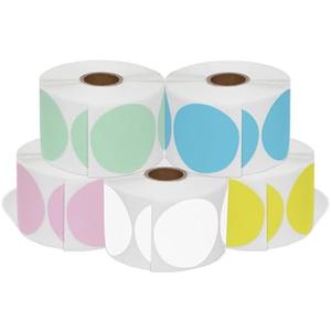 Spartan Industrial 2" Direct Thermal Multicolored Labels | Perforated Custom Circle Logo Stickers - Works with Rollo, Zebra, MUNBYN Desktop Printers - 5 Rolls, 750/Roll