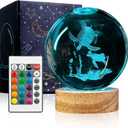 3D Sea Turtle Crystal Ball Night Light with Woodern Base, 3.15 Sea Turtle Glass Ball Lamp 16 Colors with Remote Control Sea Turtle Figurines Cool Desk Decor Sea Turtle Gifts for Kids Friends Birthday