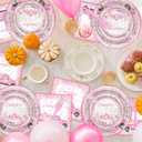 Avezano 96 PCS Little Pumpkin Baby Shower Decorations Pink Pumpkin Plates and Napkins for Girls Fall Autumn Baby Shower Decoration Supplies, Serves 24