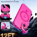 CANSHN Magnetic for iPhone 15 Case, Upgraded [Full Camera Protection] [Compatible with Magsafe] [Translucent Matte] Shockproof Protective Phone Case for iPhone 15 6.1" - Hot Pink