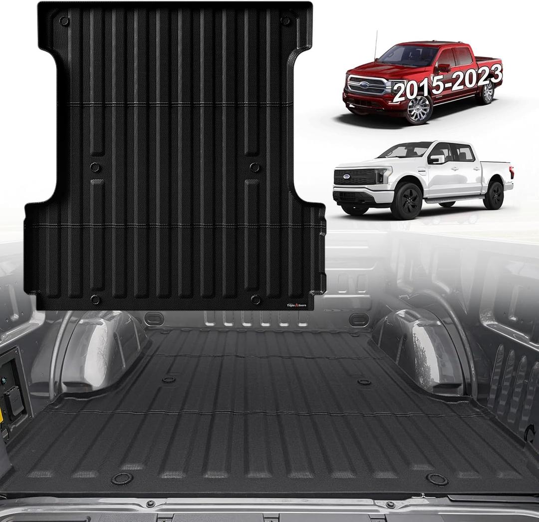 TripleAliners Truck Mat Compatible with 2015-2023 Ford F150 & Lightning 5.5FT Accessories, Truck Bed Mat Heavy Duty Custom Fit All Weather Protection TPE Pickup Liner