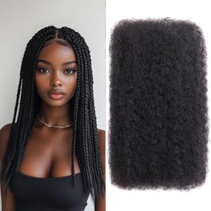 Afro Kinkys Bulk Human Hair for Dreadlocks Extensions and Locs Repair 1 Pack 50 Gram Natural Black Color Afro Kinky Curly Human Hair Bulk for Twist (Black, 12 Inch)