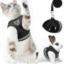 Supet Cat Harness and Leash Set - Soft Mesh Adjustable Cat Vest Harness with Reflective Strap for Walking Cat and Puppy Rabbit (M (Chest: 12.5" - 15.5"), Black)