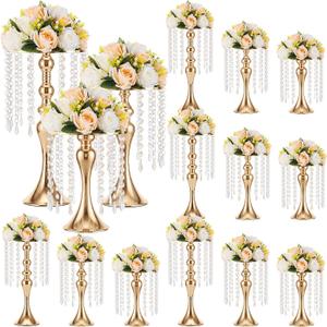 12 Pcs Gold Wedding Centerpieces for Tables Crystal Flower Stand