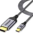 QGeeM USB C to HDMI Cable Adapter 6FT 4K, USB Type C to HDMI Thunderbolt 3/4 Compatible for iPhone 16, Galaxy, MacBook Pro/air, IPad pro, Surface,Dell XPS, HP, Thinkpad, Pixelbook, and More (Grey)