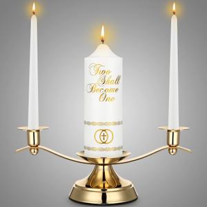 Irenare Unity Candles with Holder for Wedding Ceremony Wedding Decortions Accessories Glass Candle Holder Pillar Candle for Formal Events Church(Elegant)