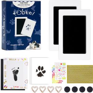 Paw Print Kit for Dogs Cats,Inkless Baby Hand and Footprint Kit, Dog Nose Print Kit,Clean Touch Ink Pad Kit,No Mess Newborn Baby Footprint Kit, Pet Paw Print Kit for Family Keepsake (Medium (Pack of 2), Black)