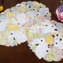 Easter Placemats Set of 4 Round Spring Bunnys Flowery Table Runner Cutwork Embroidered Floral and Bunnys Dresser Scarf Table Topper Home Kitchen Dining Tabletop Decoration