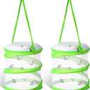 Sherr 2 Pcs Mini Butterfly Habitat Cage Clear Mesh Butterfly Net Cage Container Foldable Terrarium, 6.2x7.1inch (Green)