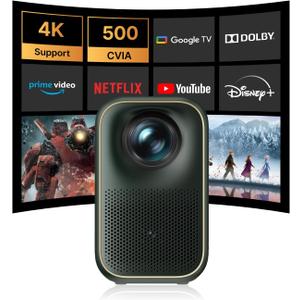 Google TV/NetflixFormovie Smart Projector with WiFi6 and Bluetooth, Netflix-Licensed Native 1080P Projector for Home Theater, Outdoor Movie Proyector, Auto Focus, Xming Page One Movie Projector