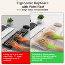 Wireless Keyboard and Mouse Combo, 2.4G Full Size Wave Keys Ergonomic Keyboard with Wrist Rest, Phone Holder, 3-Level DPI Wireless Silent Mouse with 6-Buttons, for Windows (Milk Tea-A)
