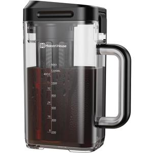 Maestri House Compact Cold Brew Coffee Maker, 40oz Iced Tea and Coffee Maker Brewer Space Saving Tritan Pitcher, 350 Mesh Filter, 100% Leak-Proof (Black)