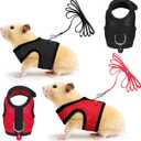 SATINIOR 2 Sets Guinea Pig Harness and Leash Adjustable Soft Mesh Harness Bell No Pulling Comfort Vest for Baby Ferret Rats Hamster Bunny Rabbit Chinchilla and Small Pet (Black, Red, Small)